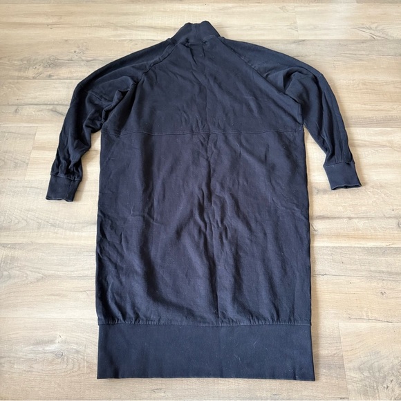 thom/krom Black Oversized Mock Neck Cotton Sweatshirt Midi Dress - One Size - Picture 3 of 5